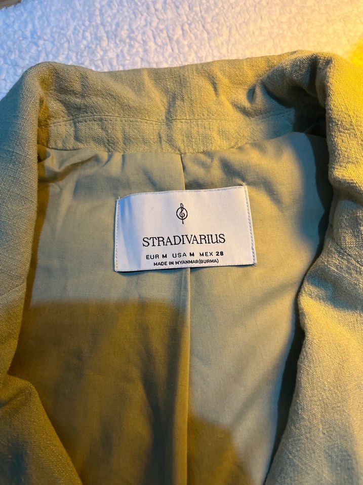 Stradivarius Haki Keten Kadın Blazer Ceket - Görsel 4