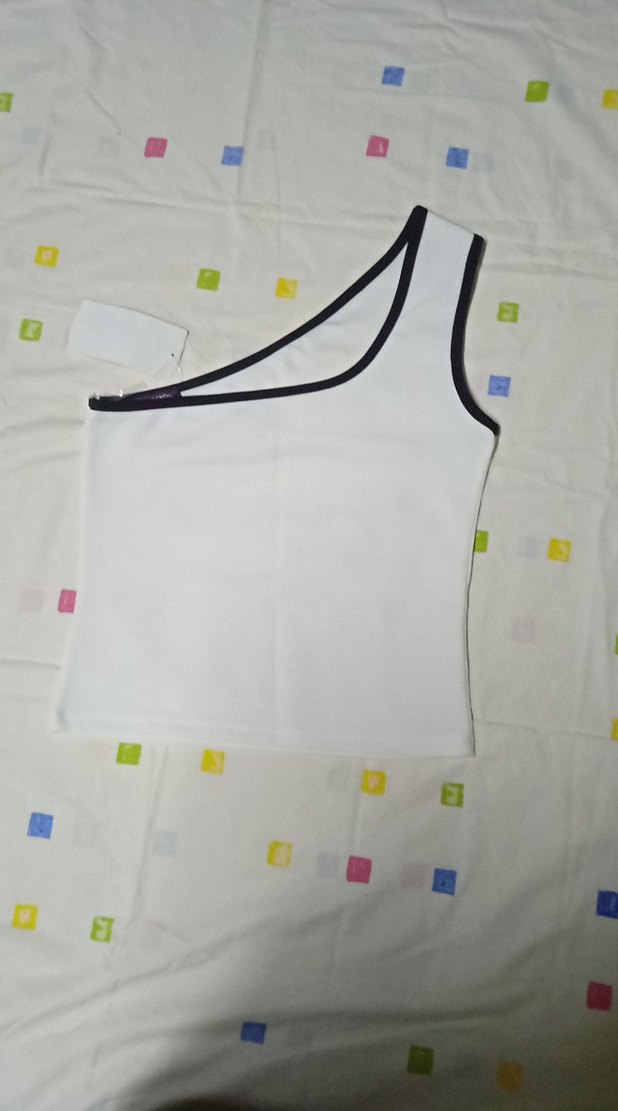 Beyaz Bayan Tek Omuz Atlet - Görsel 2