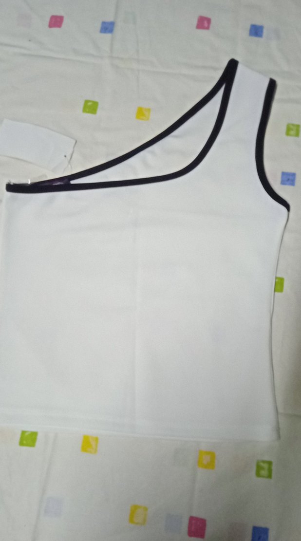 Beyaz Bayan Tek Omuz Atlet - Görsel 4