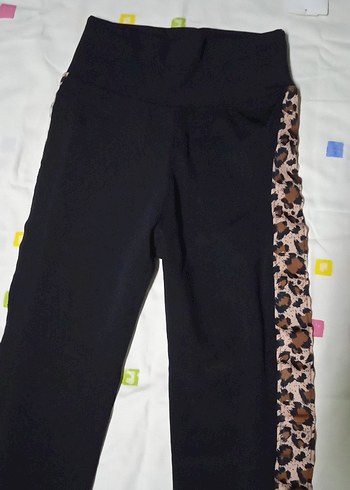 Leopar Desenli Siyah Kadın Tayt - Görsel 5