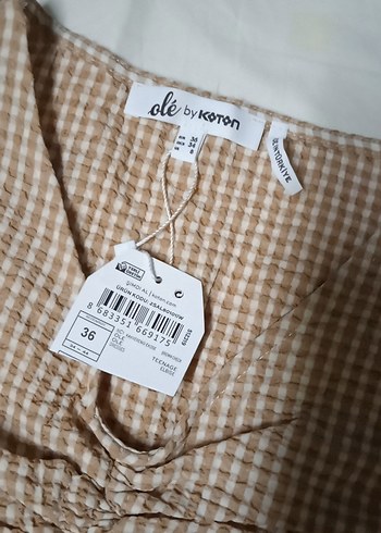 Bej Mini Bohem V Yaka Elbise - Görsel 5