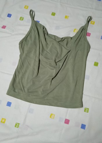 Kadın Haki Kolsuz Fitted Atlet - Görsel 3