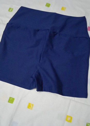 Kadın Mavi Yüksek Bel Mini Şort - Görsel 4