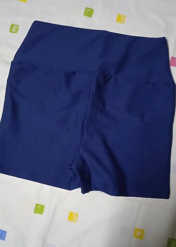 Kadın Mavi Yüksek Bel Mini Şort - Görsel 2