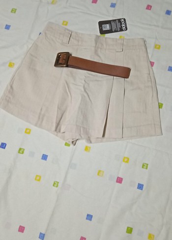 Bej Kemerli Mini Kadın Şort Etek - Görsel 2