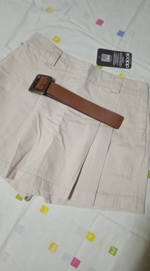 Bej Kemerli Mini Kadın Şort Etek - Görsel 5