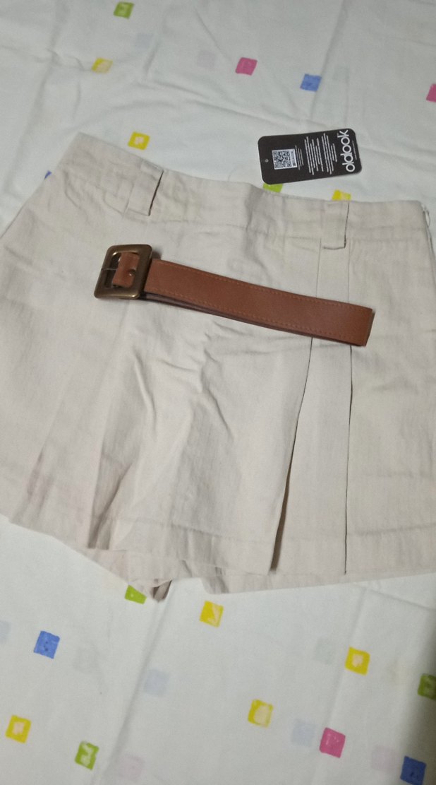 Bej Kemerli Mini Kadın Şort Etek - Görsel 4