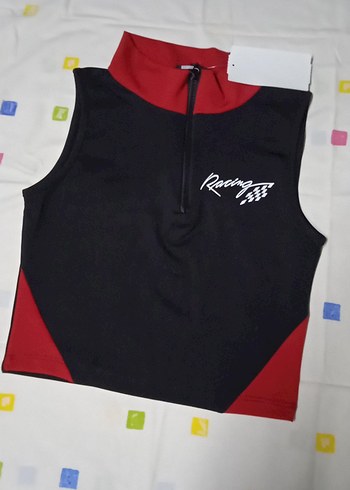 Kırmızı Siyah Fermuarlı Bluz - Görsel 4