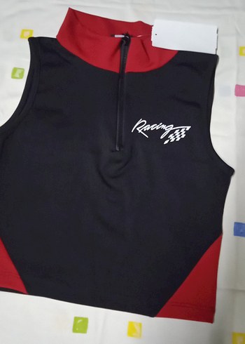 Kırmızı Siyah Fermuarlı Bluz - Görsel 5