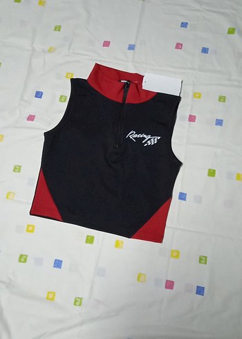 Kırmızı Siyah Fermuarlı Bluz - Görsel 2