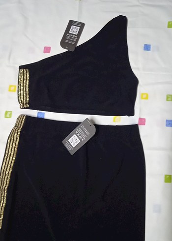 Siyah Asimetrik Kesim Kadın Uzun Etek Takım - Görsel 5