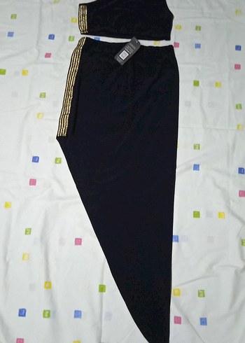 Siyah Asimetrik Kesim Kadın Uzun Etek Takım - Görsel 2