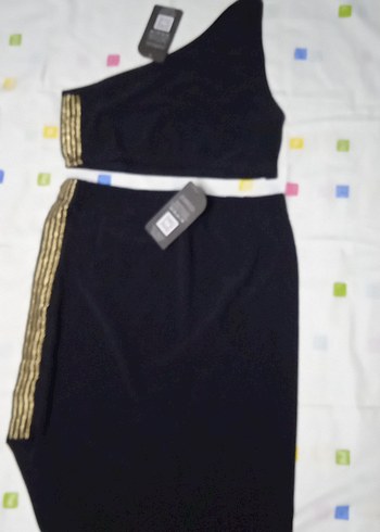 Siyah Asimetrik Kesim Kadın Uzun Etek Takım - Görsel 4