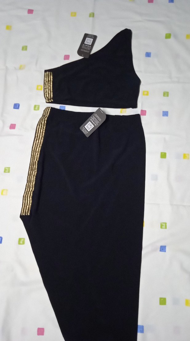 Siyah Asimetrik Kesim Kadın Uzun Etek Takım - Görsel 3