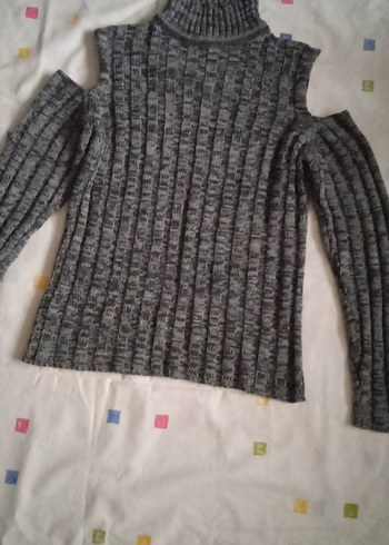 Gri Balıkçı Yaka Örgü Kadın Kazak - Görsel 2