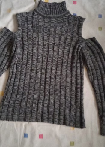 Gri Balıkçı Yaka Örgü Kadın Kazak - Görsel 5