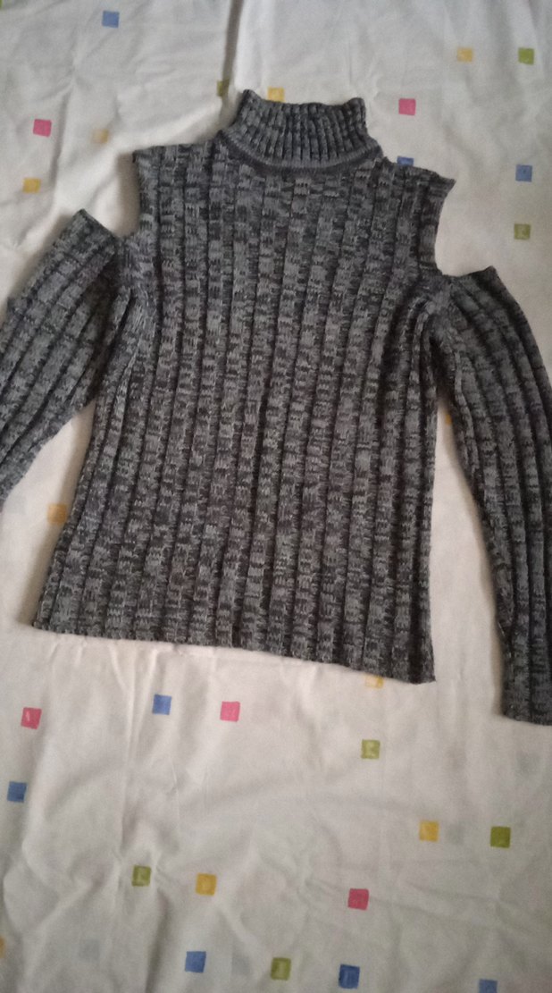 Gri Balıkçı Yaka Örgü Kadın Kazak - Görsel 4