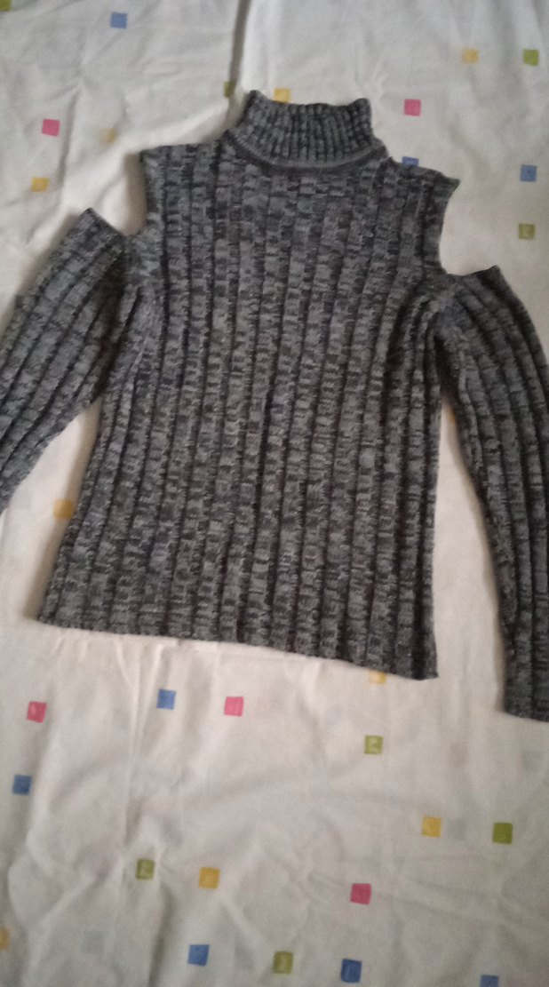 Gri Balıkçı Yaka Örgü Kadın Kazak - Görsel 3