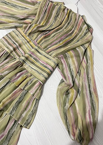 Bohem Uzun Pilili Bağcıklı Elbise - Görsel 2