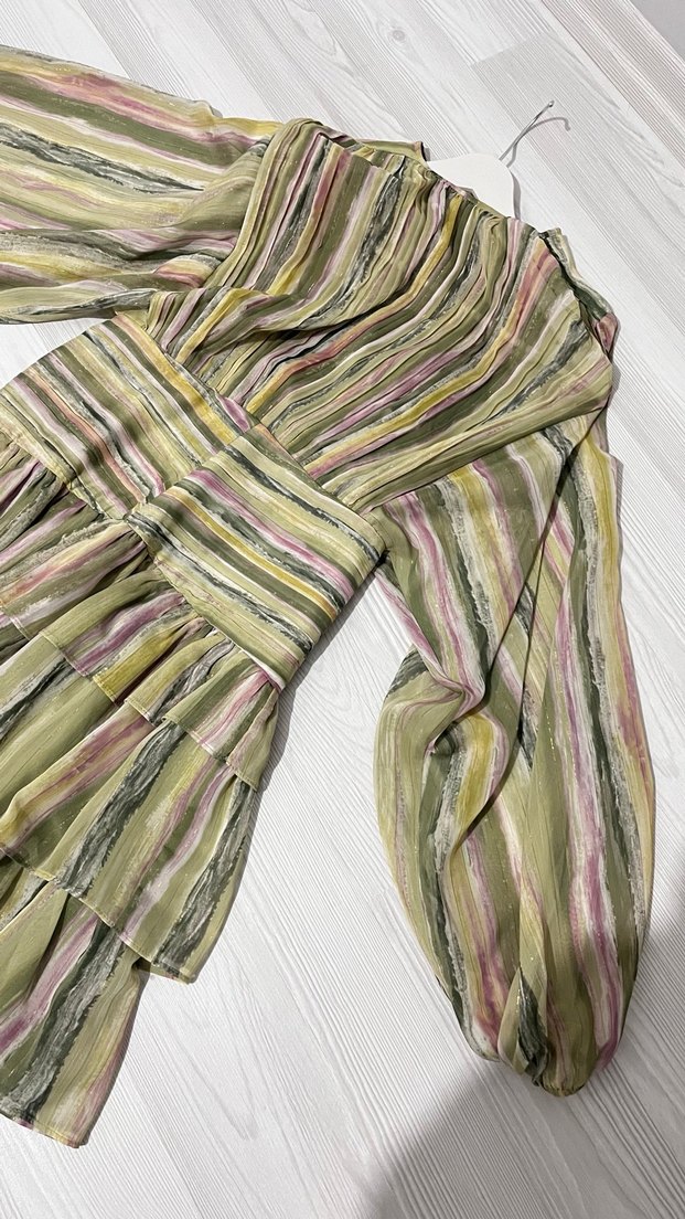 Bohem Uzun Pilili Bağcıklı Elbise - Görsel 2