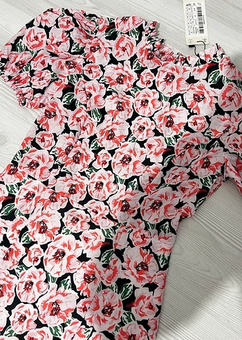 Pembe Çiçek Desenli Mini Elbise - Görsel 3