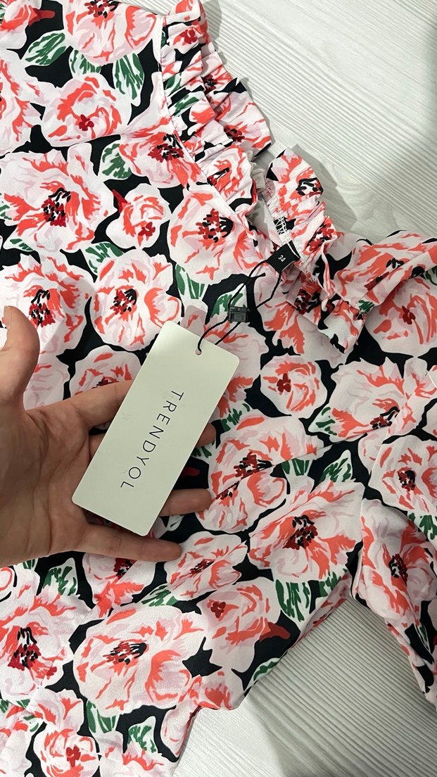 Pembe Çiçek Desenli Mini Elbise - Görsel 2