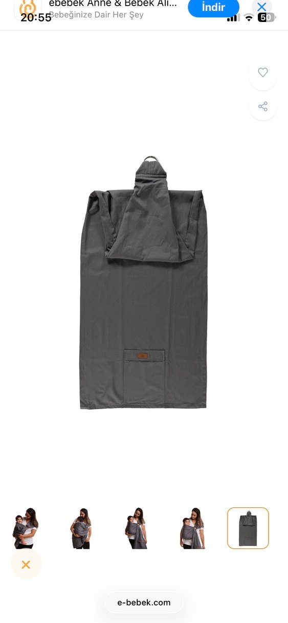 Gri Bebek Taşıma Slingi - Görsel 2