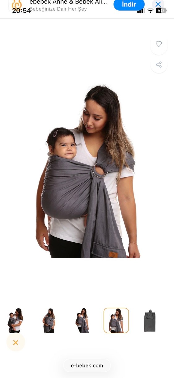 Gri Bebek Taşıma Slingi - Görsel 4