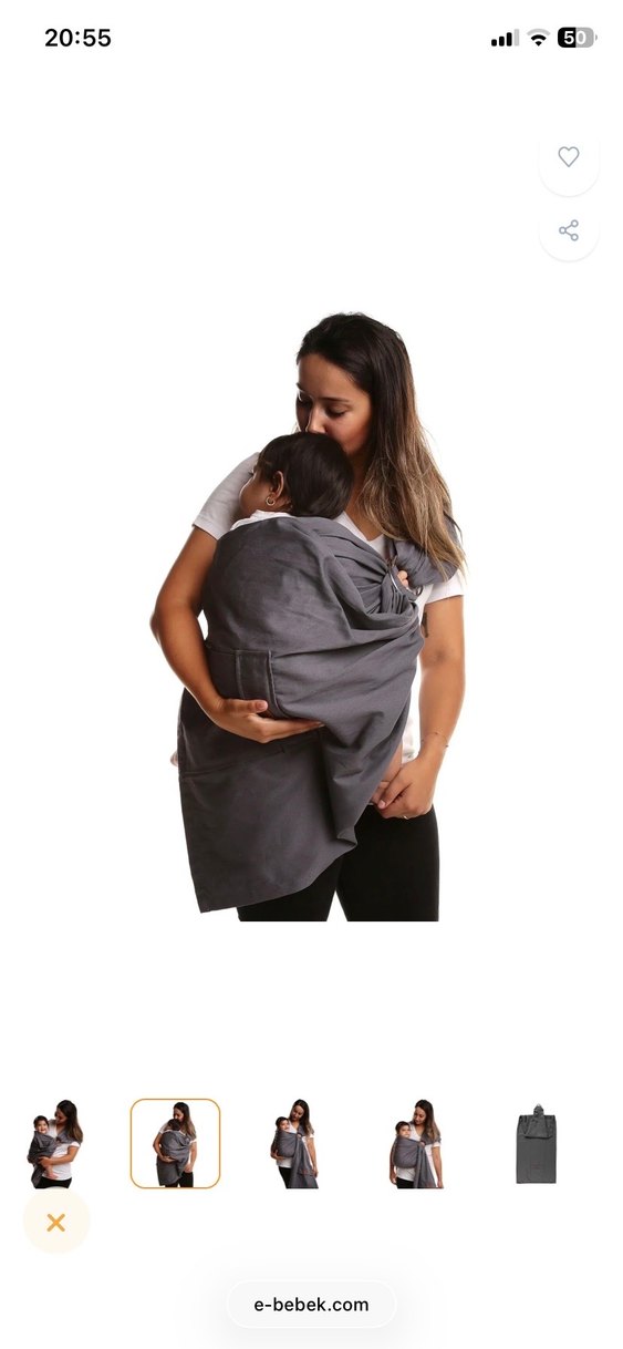 Gri Bebek Taşıma Slingi - Görsel 3