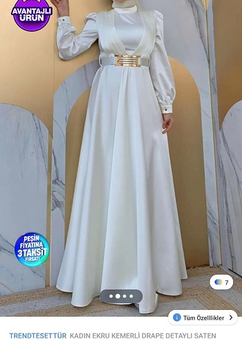 Kadın Uzun Kollu Beyaz Drapeli Abiye - Görsel 2