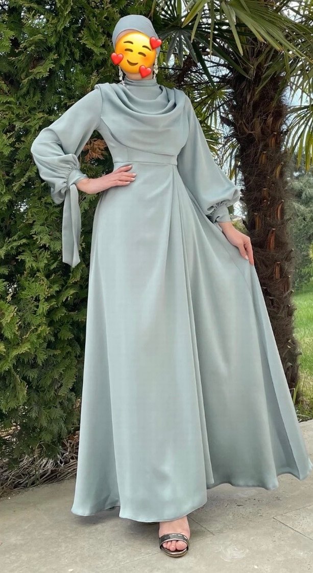 Gri Uzun Kollu Etnik Desenli Kadın Elbise - Görsel 2