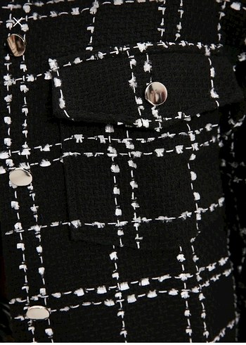 Düğmeli Siyah Kareli Kadın Gömlek - Görsel 3