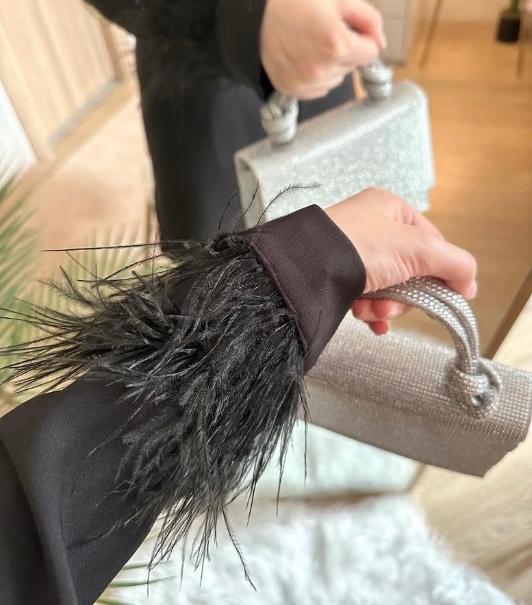 Uzun Siyah Kemerli Kadın Takım Elbise - Görsel 2