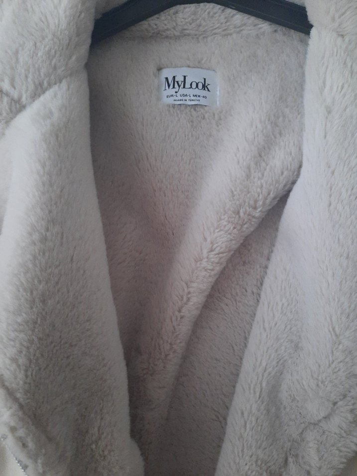 Bej Kadın Kürklü Rahat Ceket - Görsel 2