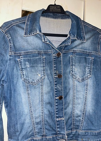 Düğmeli Mavi Kadın Kot Ceket - Görsel 2