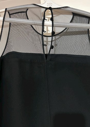 Siyah Dantel Detaylı Midi Siyah Elbise - Görsel 2