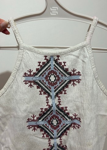 Nakışlı Beyaz Bohem Kadın Atlet - Görsel 2