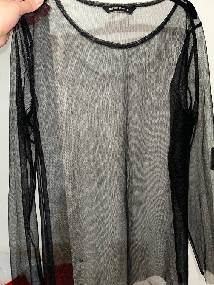 SiyahTransparan Uzun Kollu Kadın Bluz - Görsel 3