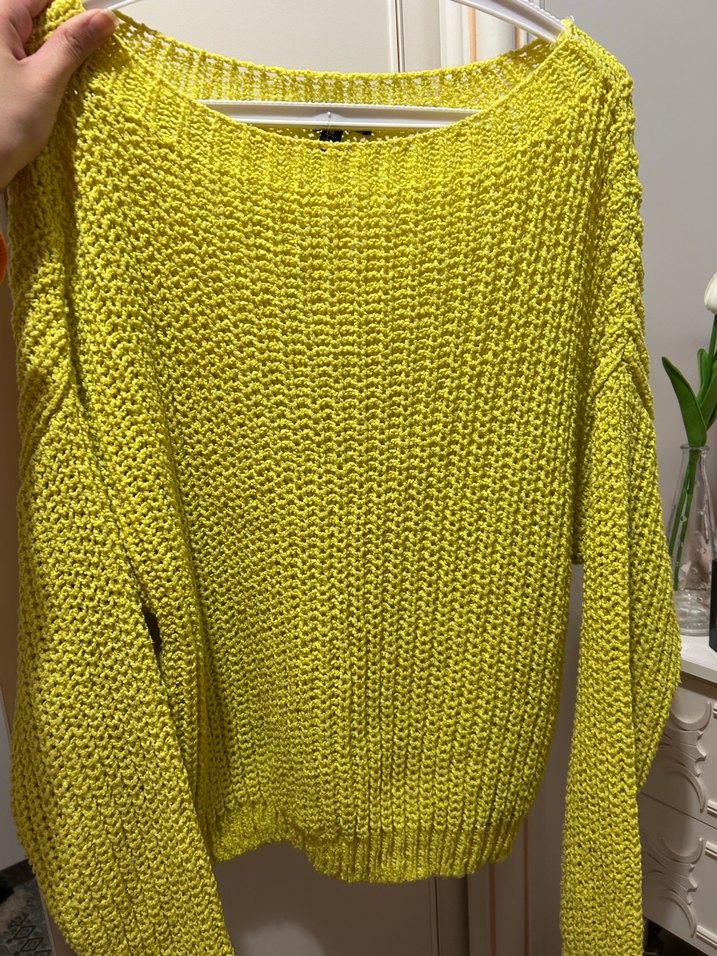 Sarı Örgü Kadın Kazak - Görsel 2