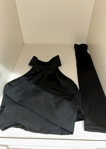 Siyah Yüksek Yakalı Kadın Crop Top - Görsel 5