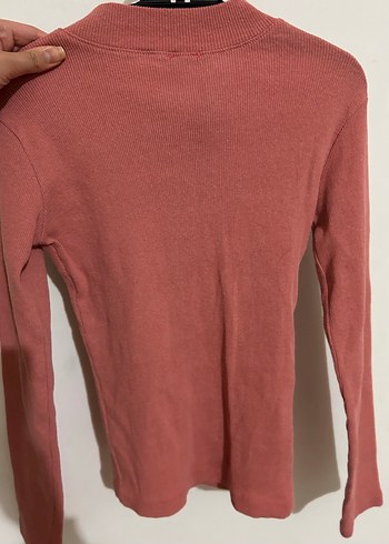 Pembe Süet Fermuarlı Yüksek Yaka Kadın Kazak - Görsel 3