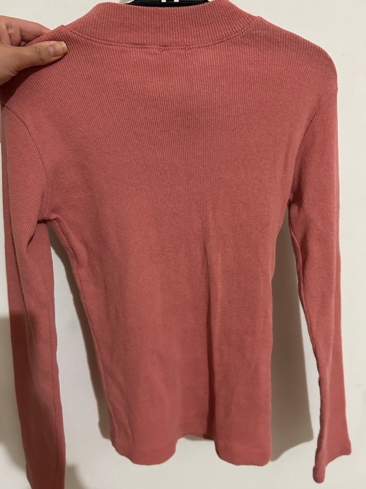 Pembe Süet Fermuarlı Yüksek Yaka Kadın Kazak - Görsel 3