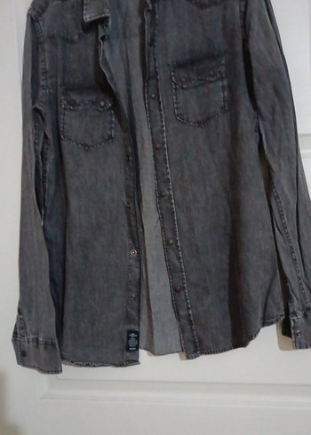 Gri Erkek Denim Gömlek Uzun Kollu - Görsel 2