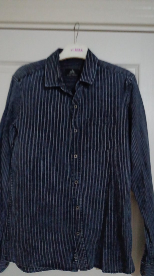 Erkek Lacivert Denim Gömlek Uzun Kollu - Görsel 2