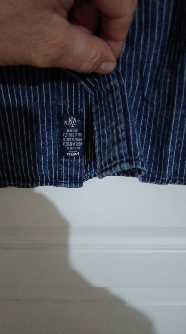 Erkek Lacivert Denim Gömlek Uzun Kollu - Görsel 4