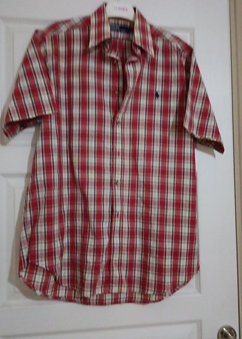 Kısa Kollu Kırmızı Kareli Pamuk Gömlek - Görsel 2