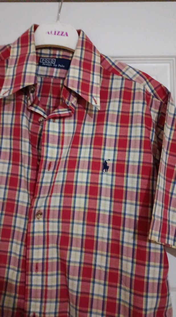 Kısa Kollu Kırmızı Kareli Pamuk Gömlek - Görsel 4