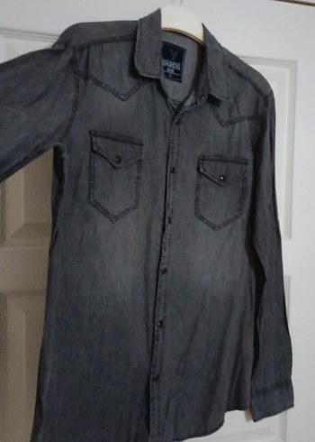 Gri Denim Erkek Gömlek Uzun Kollu - Görsel 5