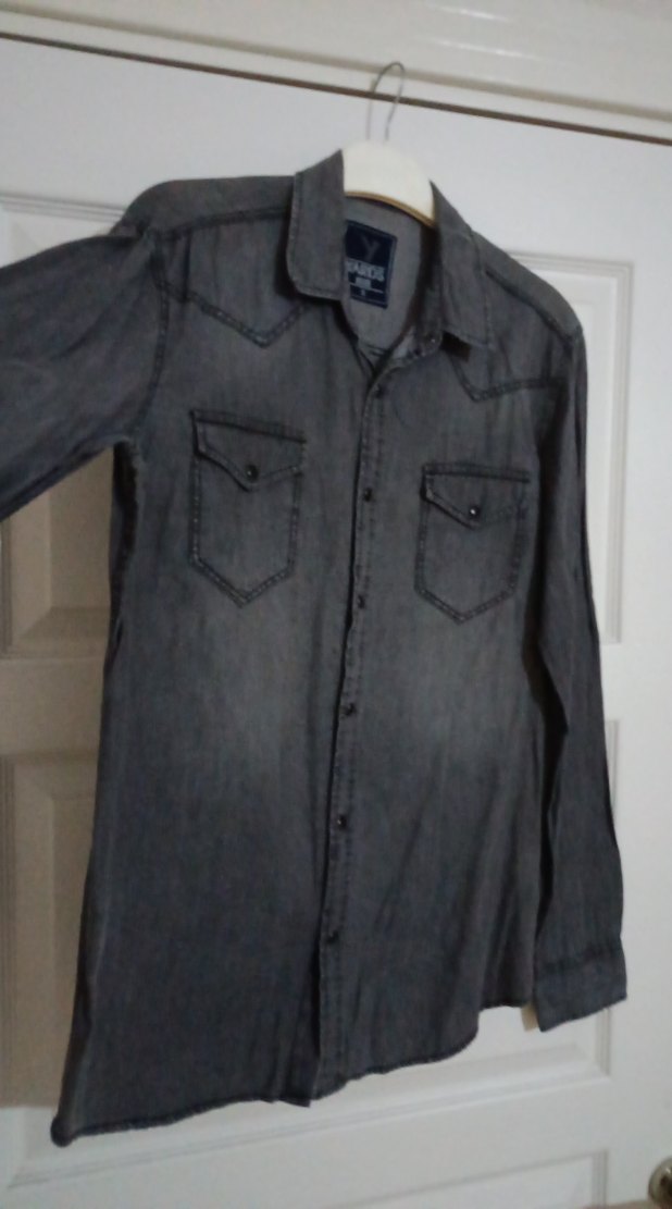 Gri Denim Erkek Gömlek Uzun Kollu - Görsel 5