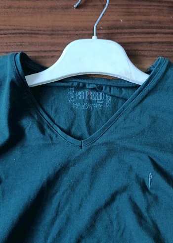 V yaka uzun kollu yeşil erkek tişört - Görsel 4